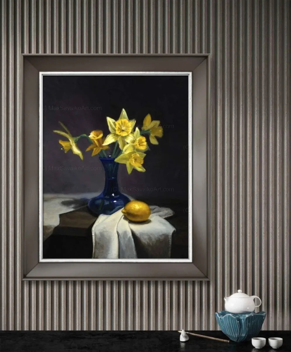 Floral Art in Bloom - Daffodil Day Oil Painting Max Savaiko Art