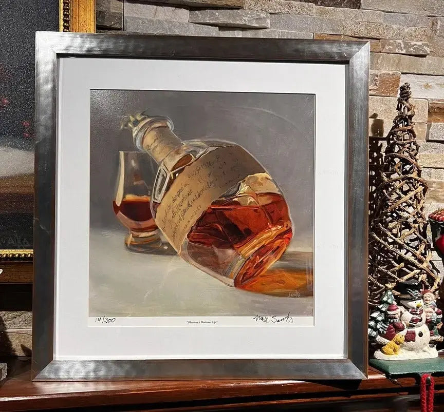 Framed Limited Edition Art - Blanton's Bottoms Up Whiskey Art Max Savaiko Art