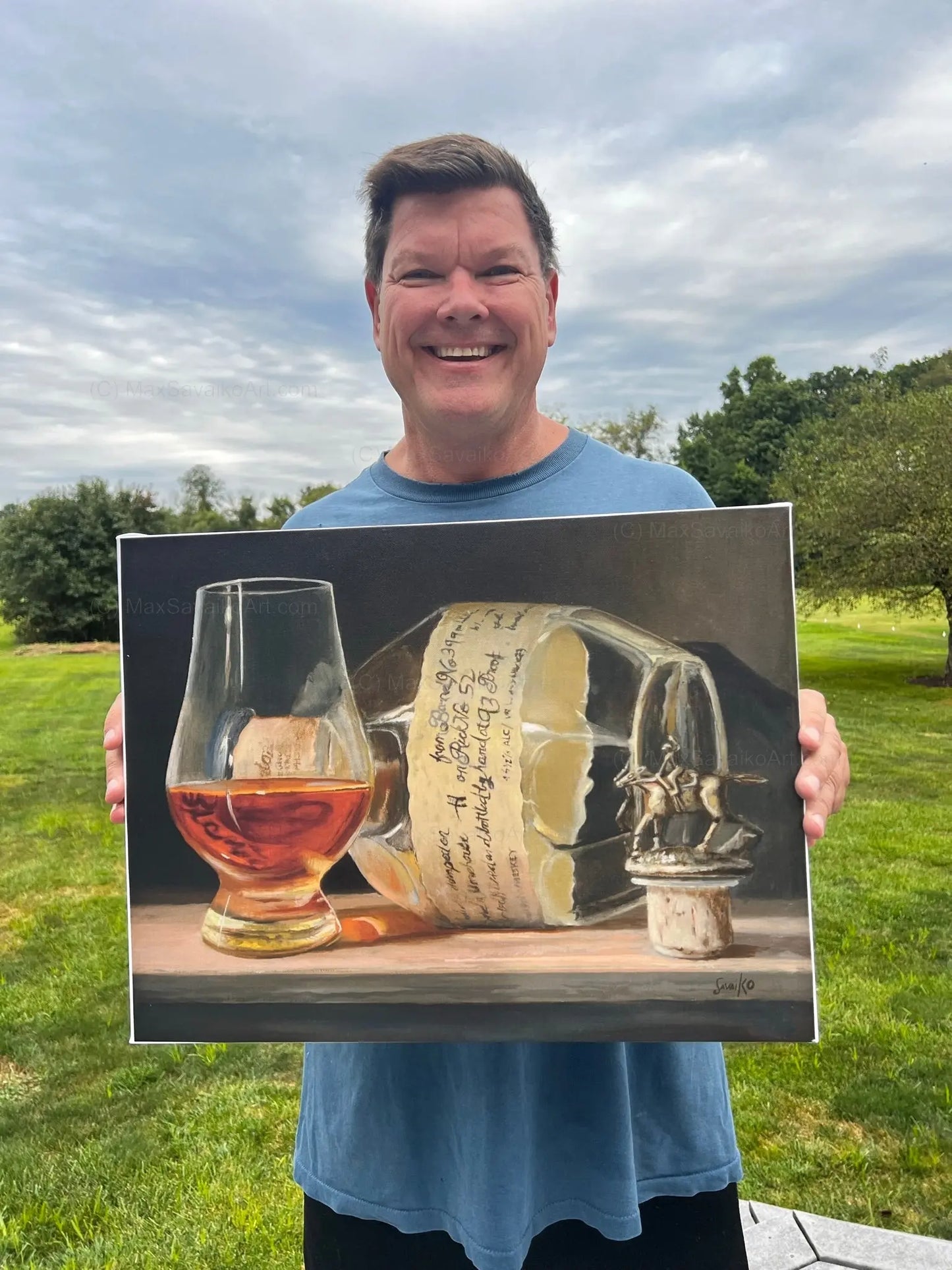 Limited Edition Blanton’s original single barrel bourbon art Man Down     Max Savaiko Art