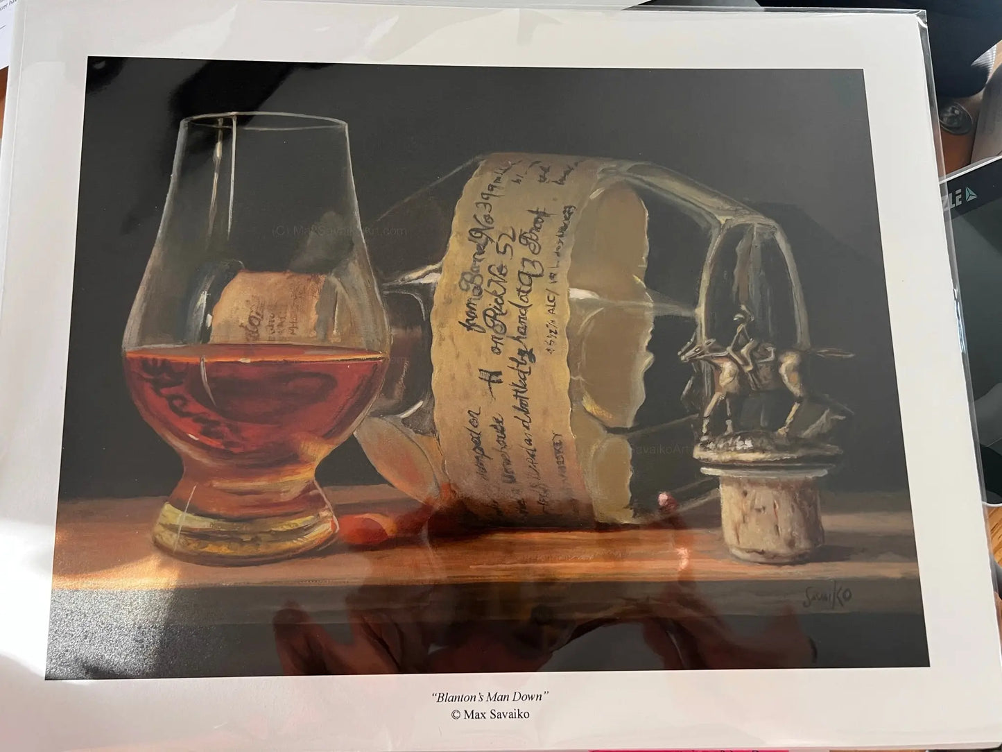 Limited Edition Blanton’s original single barrel bourbon art Man Down     Max Savaiko Art