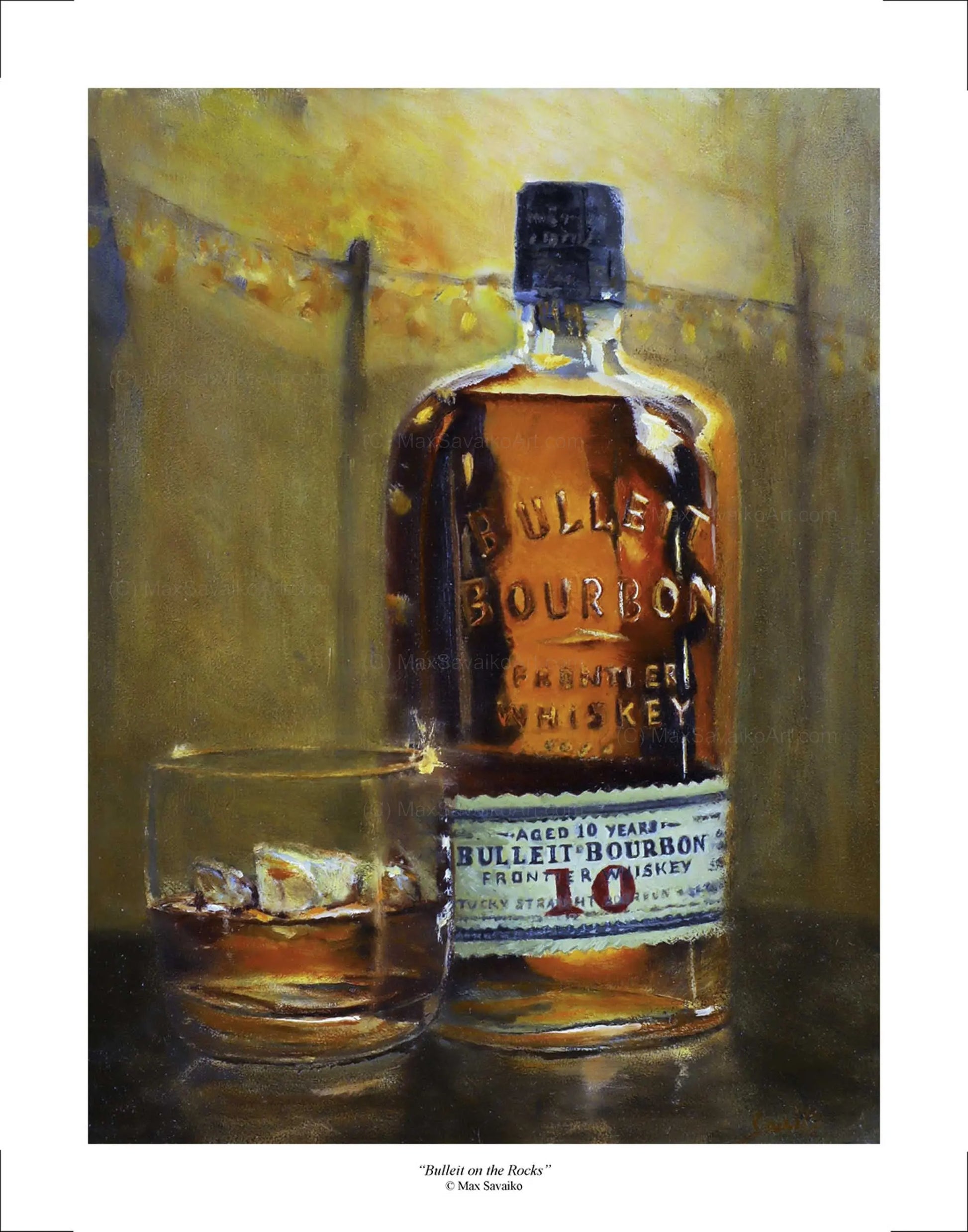 Limited Edition Bulleit Distilling Co Bourbon Rocks Print     MaxSavaikoArt.com