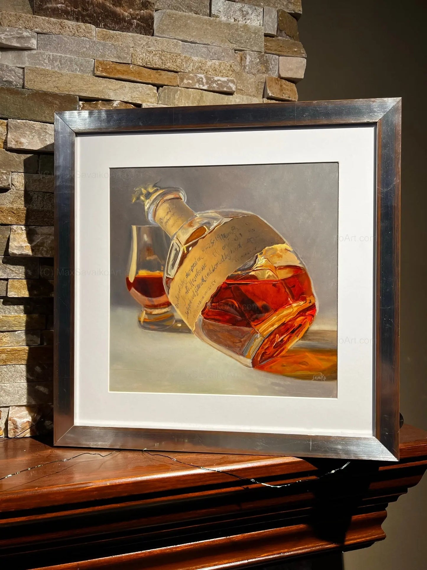 Limited Edition Print - Blantons Single Barrel Bourbon Bottoms Up     Granite