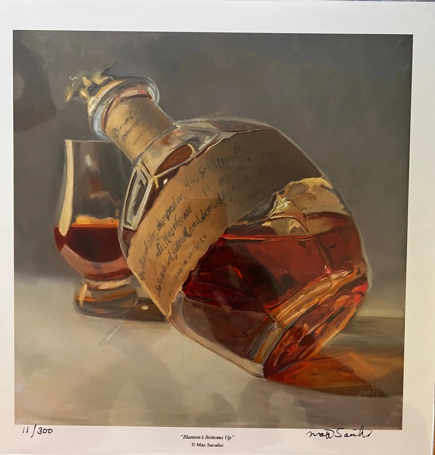 Limited Edition Print - Blantons Single Barrel Bourbon Bottoms Up     Granite