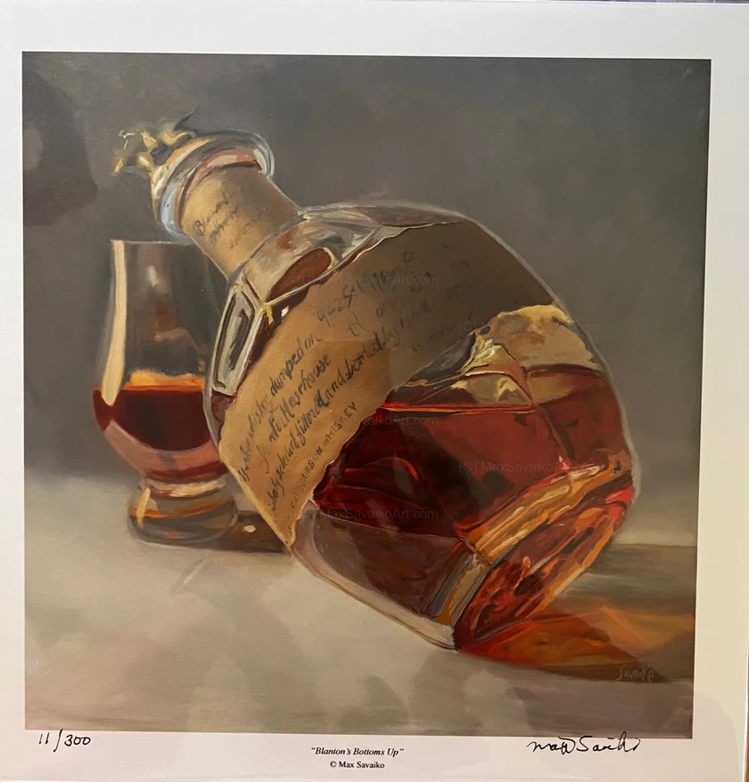 Limited Edition Print - Blantons Single Barrel Bourbon Bottoms Up     Granite