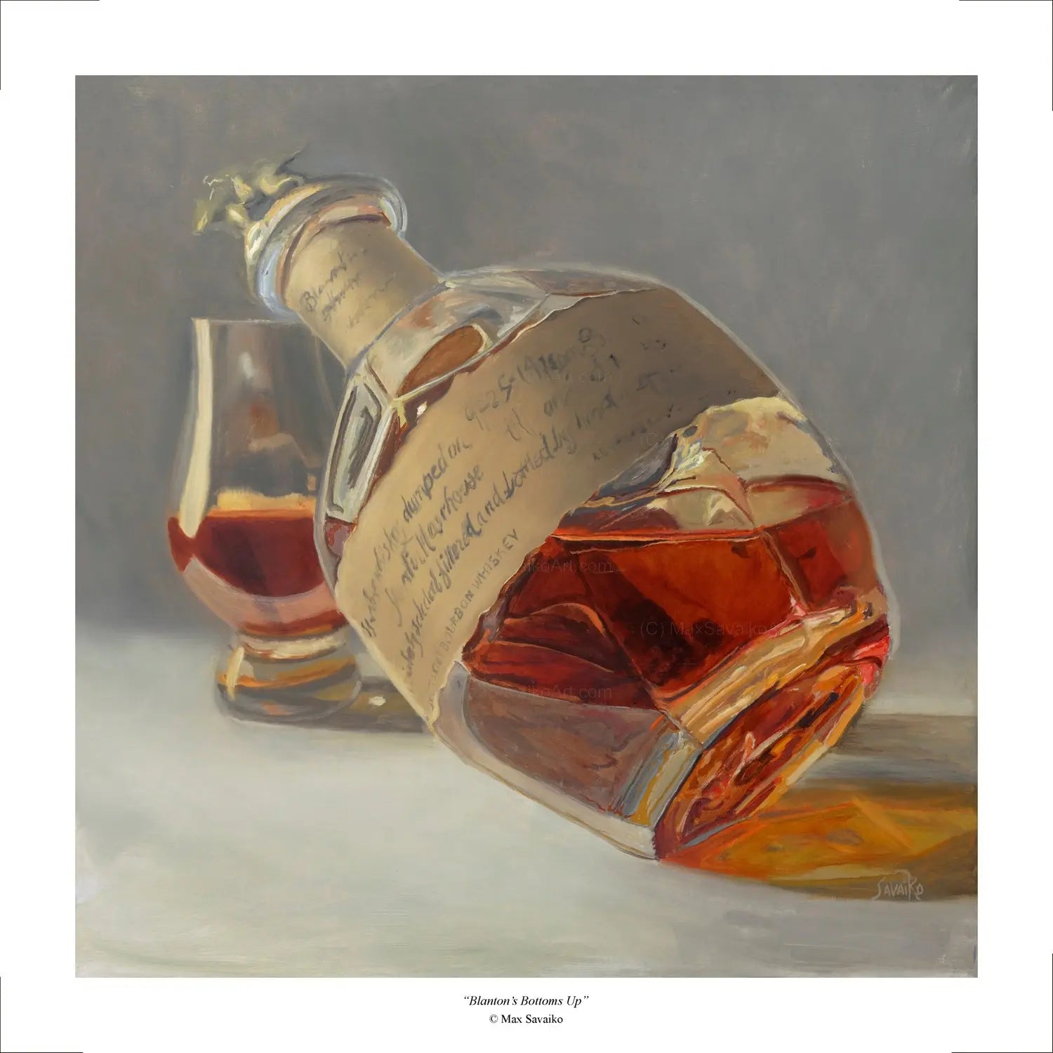 Limited Edition Print - Blantons Single Barrel Bourbon Bottoms Up     Granite