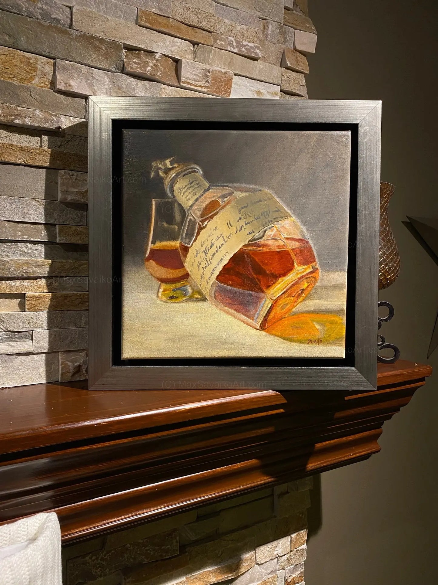 Limited Edition Print - Blantons Single Barrel Bourbon Bottoms Up     Granite