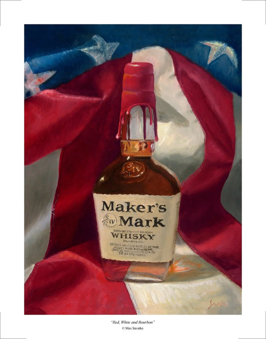Limited Edition Print - Maker's Mark Bourbon Whiskey - Red, White and Bourbon - Max Savaiko Art Gallery