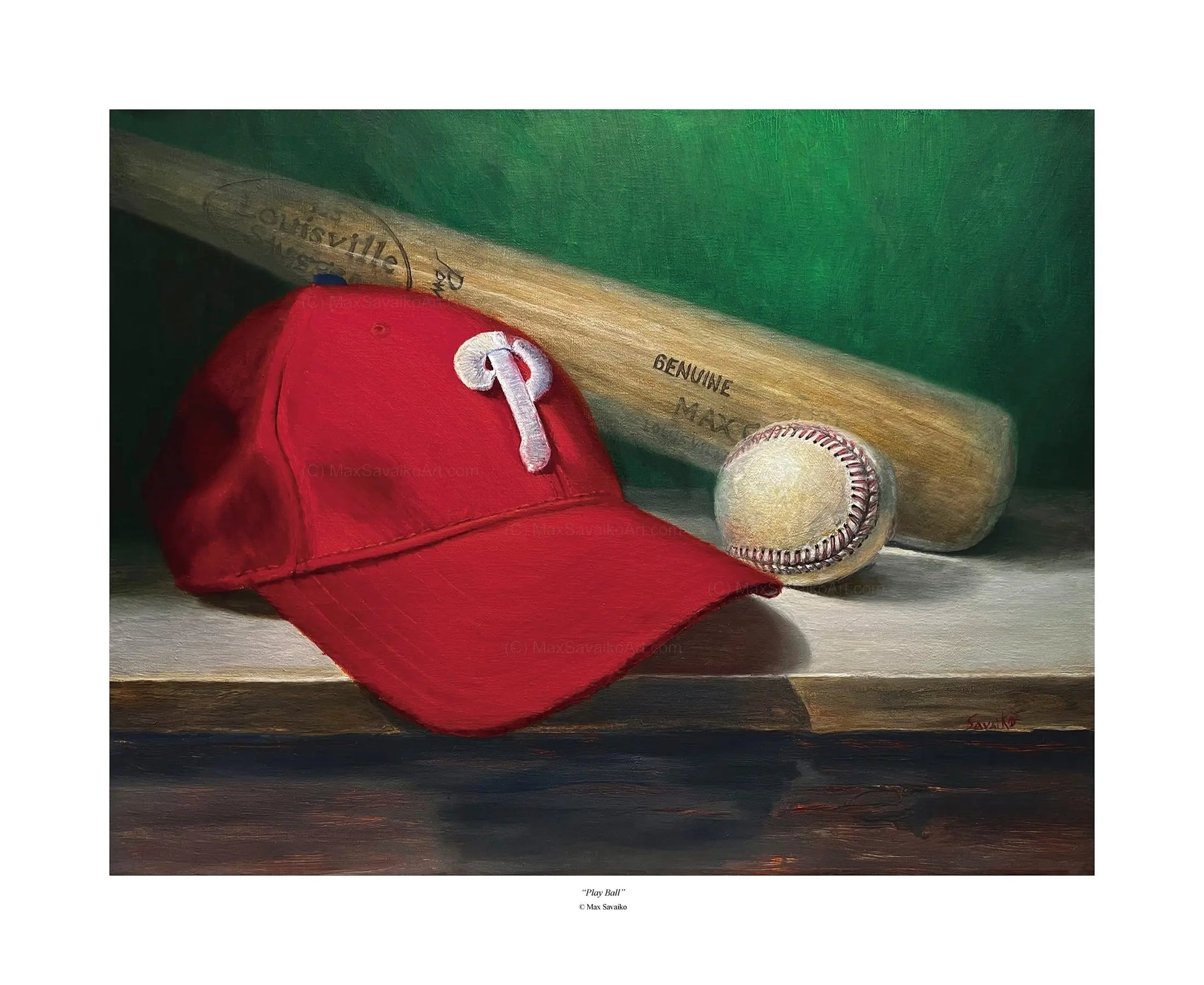 Limited Edition Print - Play Ball! Philadelphia Phillies cap and ball     Granite