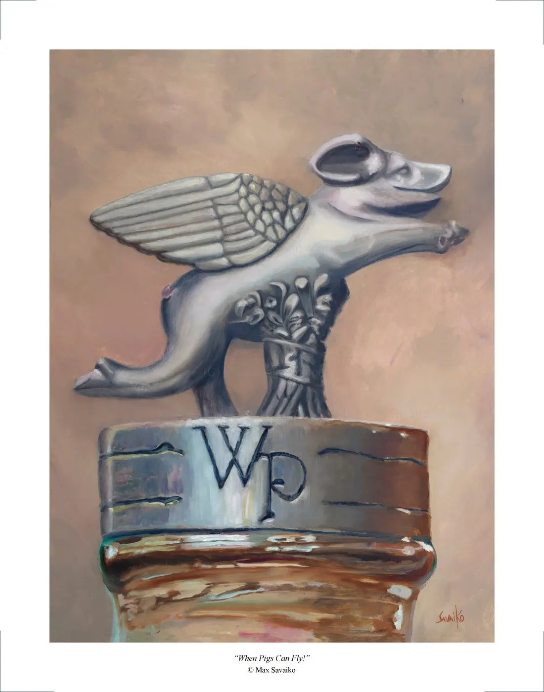 Limited Edition Print - Whistle Pig Rye whiskey - When Pigs Can Fly!     Max Savaiko Art