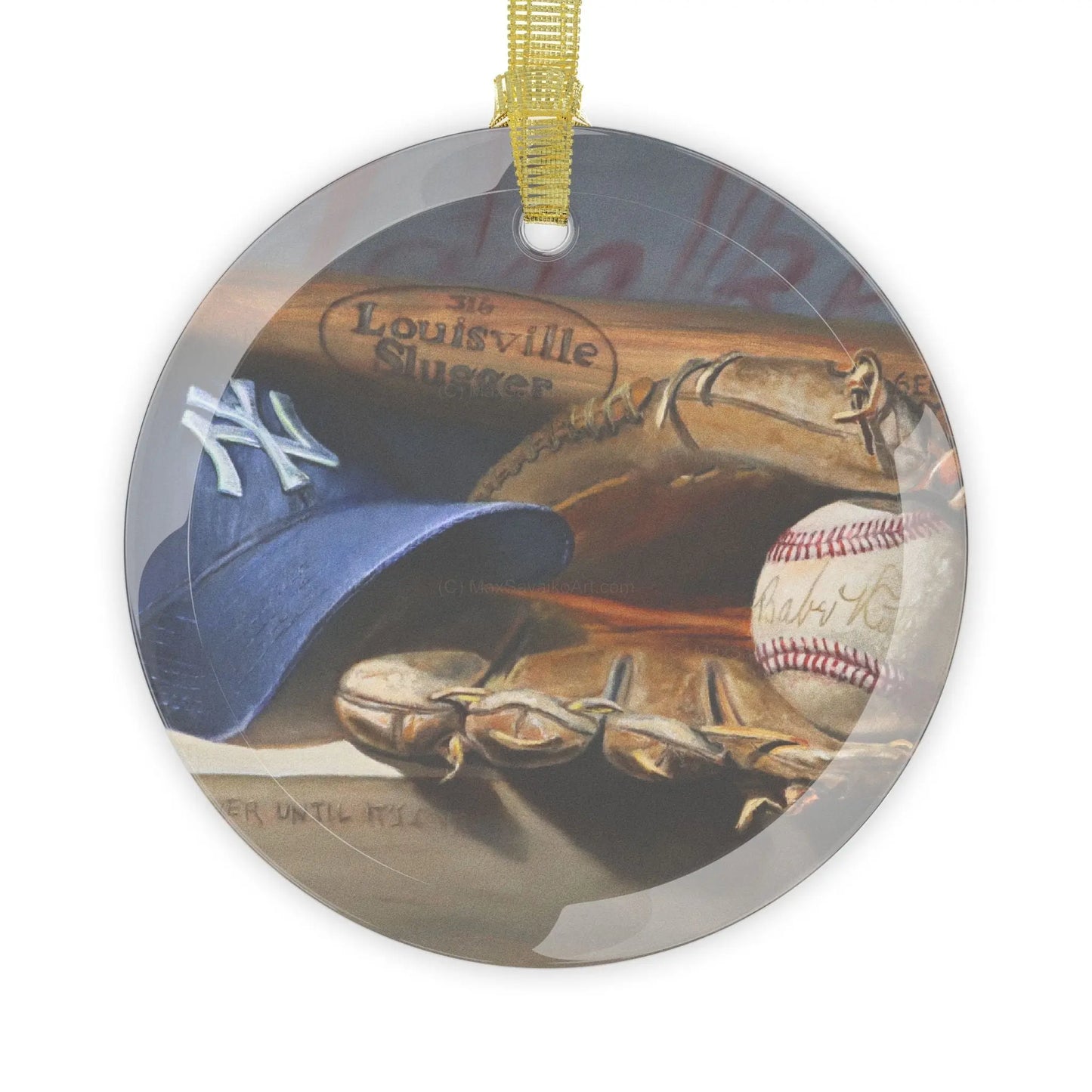 NY Yankees Glass Ornament     Printify