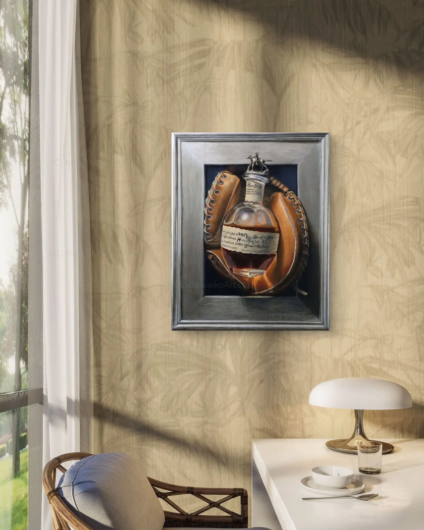 Original Baseball Art - A Perfectly Framed Rawlings Custom Catchers Mitt     Max Savaiko Art Gallery