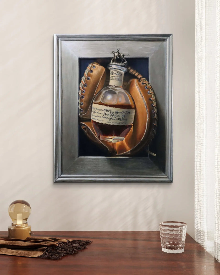 Original Baseball Art - A Perfectly Framed Rawlings Custom Catchers Mitt     Max Savaiko Art Gallery