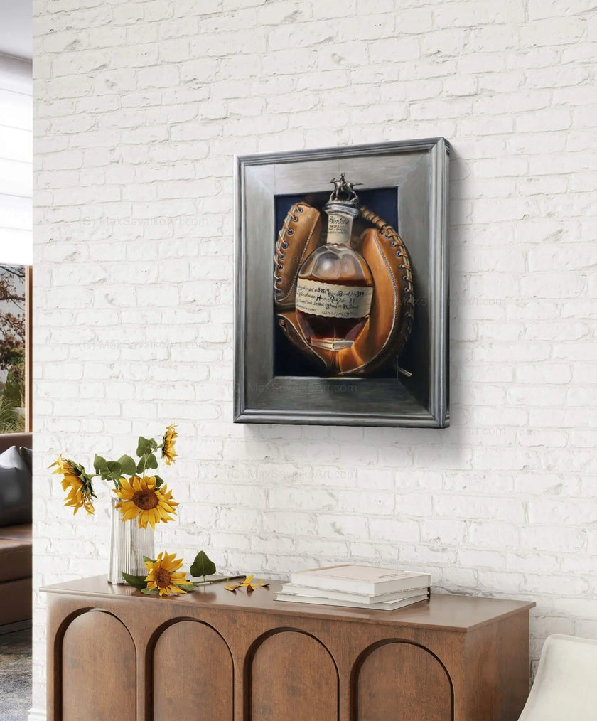 Original Baseball Art - A Perfectly Framed Rawlings Custom Catchers Mitt     Max Savaiko Art Gallery
