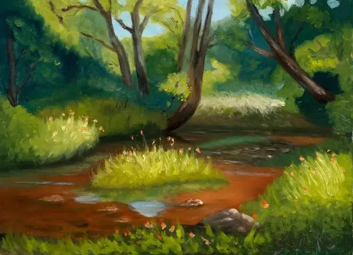 Original Landscape Painting - Across The Stream - Max Savaiko Art Gallery