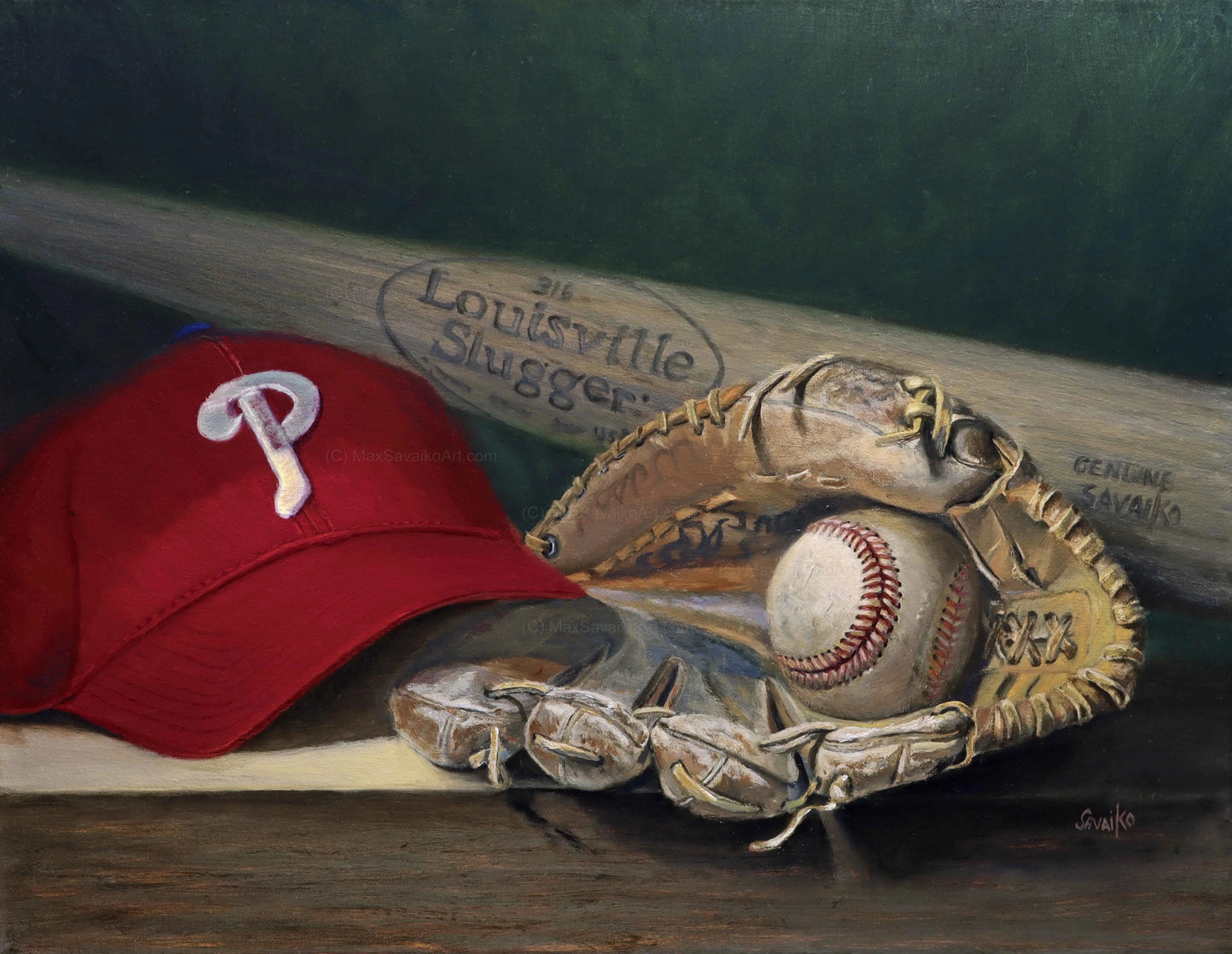 Original Oil Painting A Catchy Title Philadelphia Phillies     MaxSavaikoArt.com