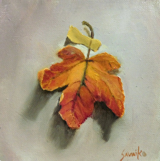Original Oil Painting - Still Life with Leaves Maple Leaf 2 - Max Savaiko Art Gallery