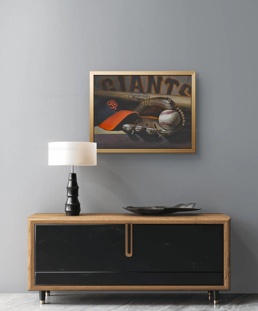 SF Giants Hat Original Oil Painting - Max Savaiko Art Gallery