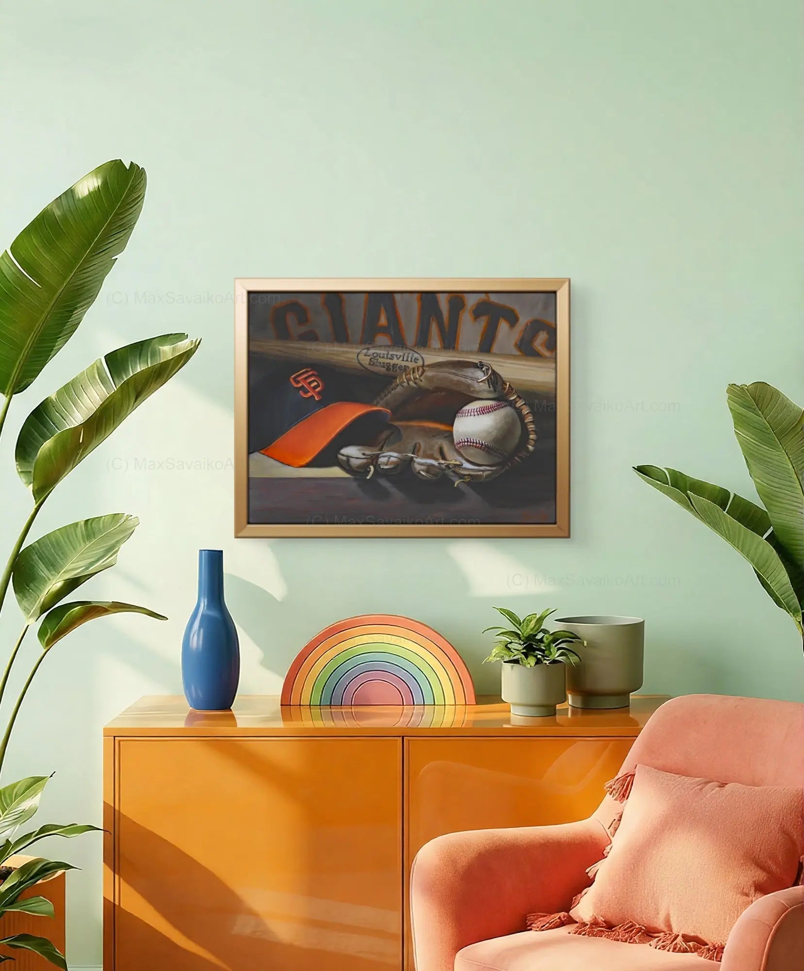 SF Giants Hat Original Oil Painting - Max Savaiko Art Gallery