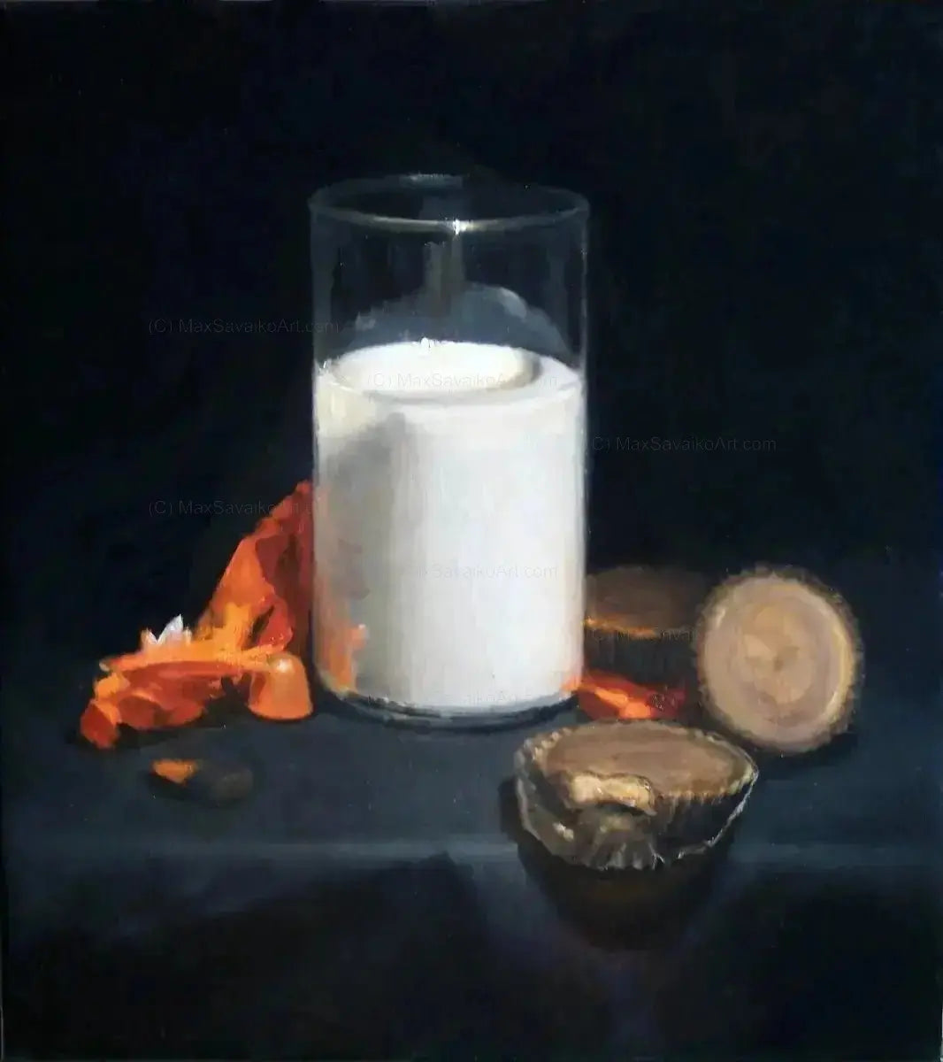 Still Life Art - Home Made Peanut Butter Cups and Milk Max Savaiko Art