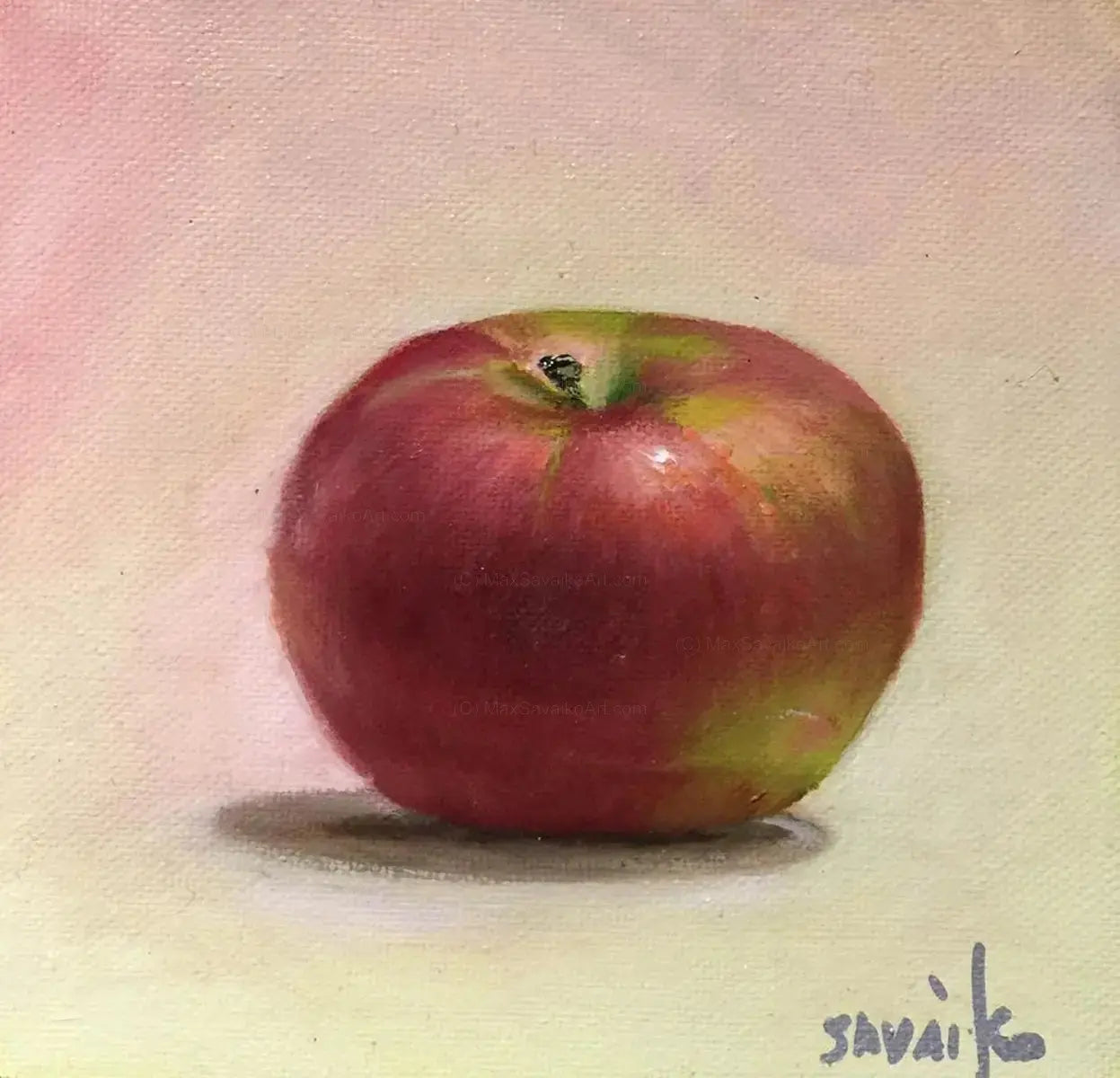 Still Life Fruit Art Oil Painting - Mac Apple Max Savaiko Art