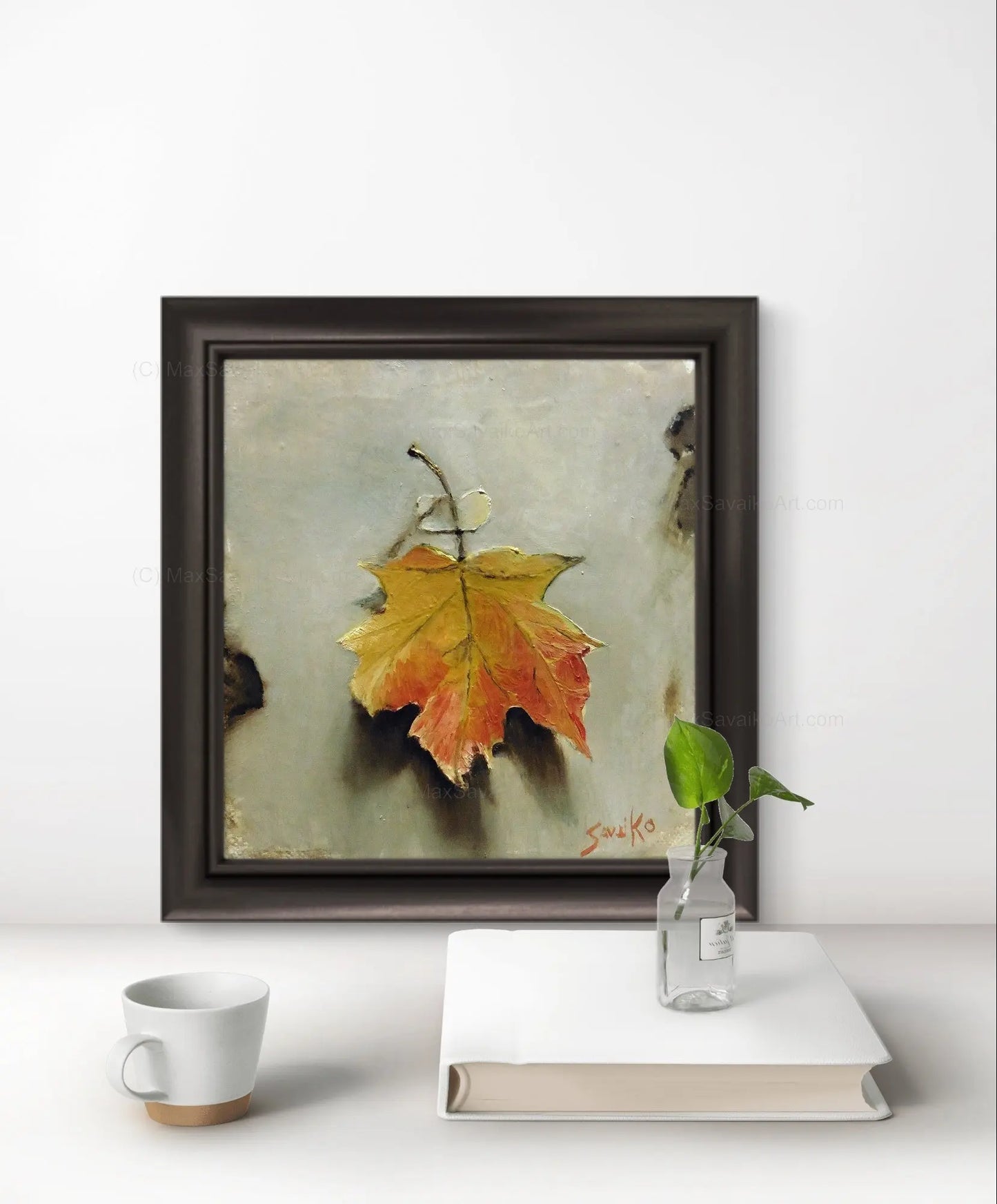 Trompe L'oeil Painting Still Life Maple Leaf 1     Max Savaiko Art