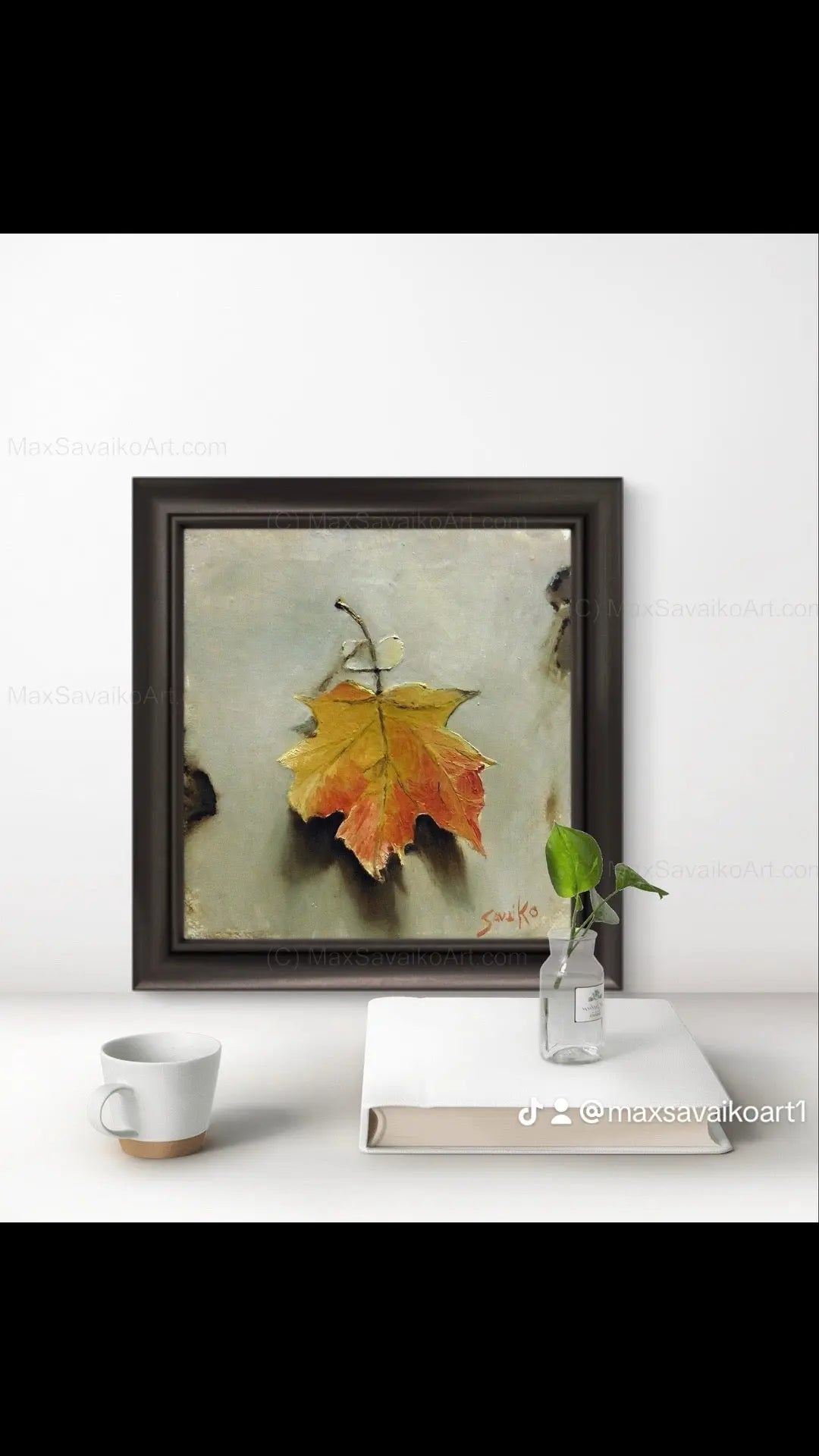 Trompe L'oeil Painting Still Life Maple Leaf 1     Max Savaiko Art