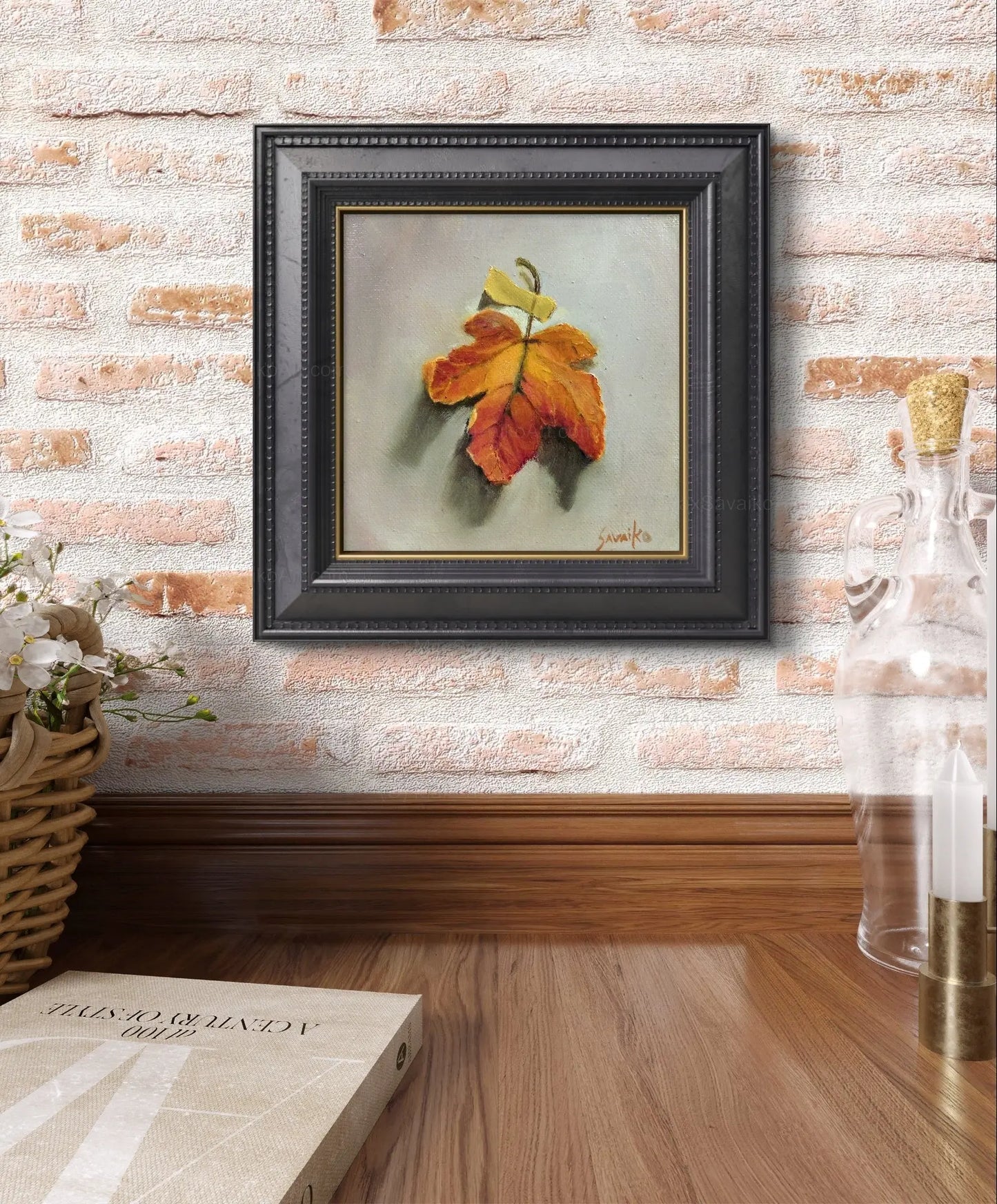 Trompe L'oeil Painting Still Life Maple Leaf 2     Max Savaiko Art