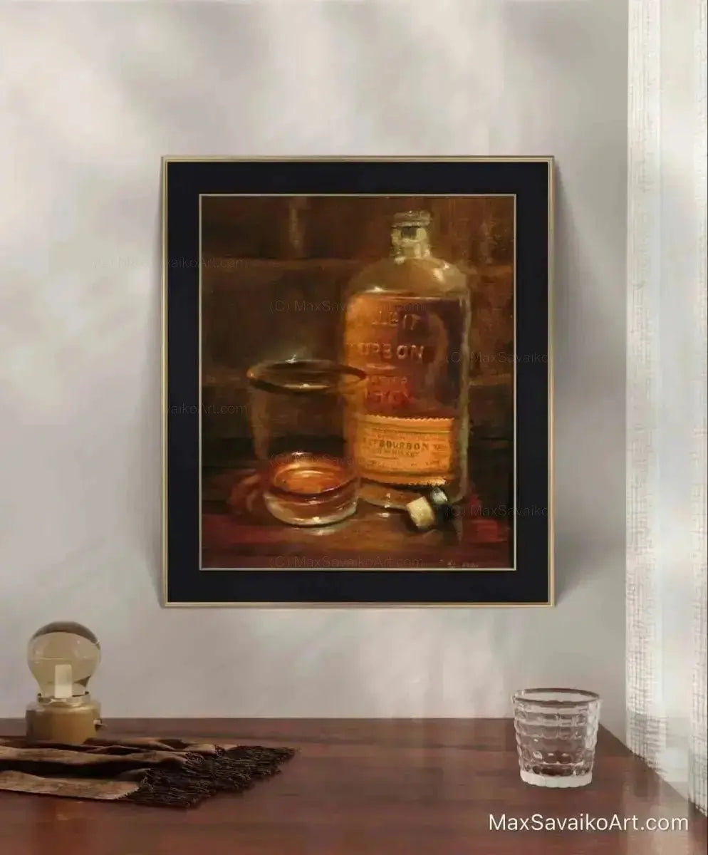 Whiskey Art - Bulleit Bourbon Custom Label Boubon Neat Max Savaiko Art