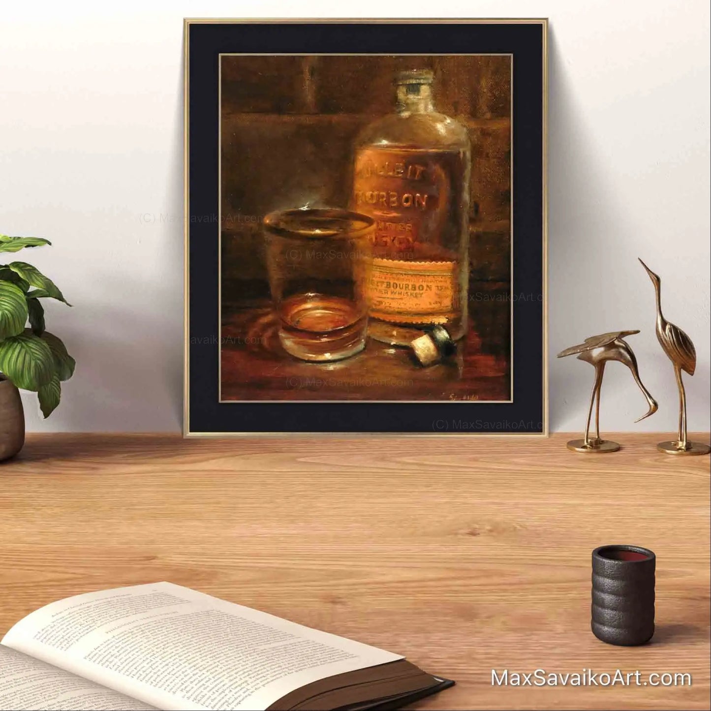 Whiskey Art Bulleit Bourbon Custom Label Boubon Neat     MaxSavaikoArt.com