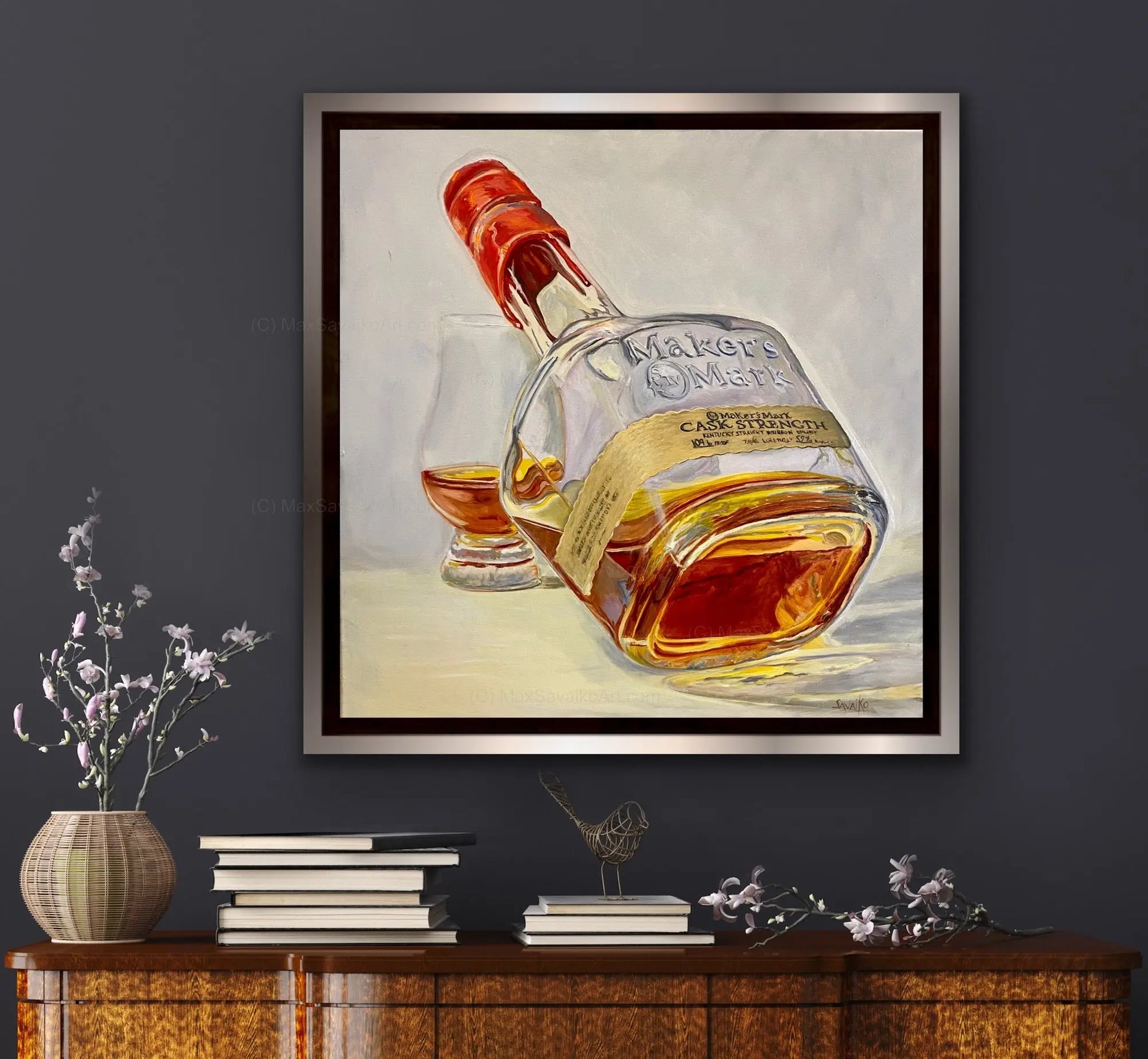 Whiskey Art - Makers Mark Bourbon Whisky Bottom's Up     Max Savaiko Art