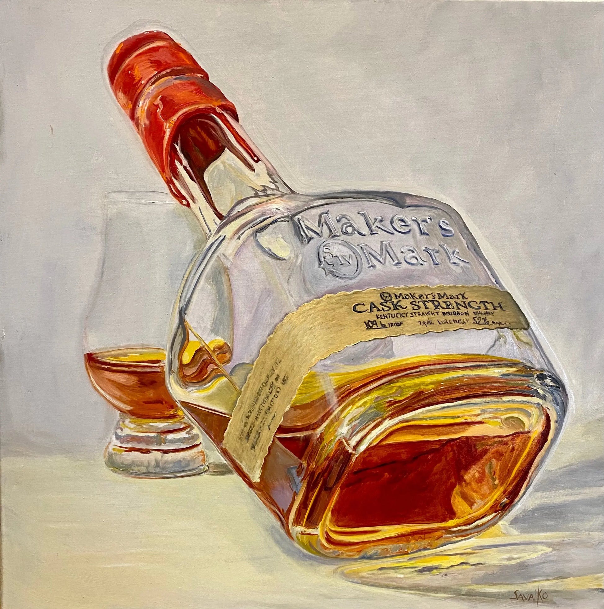 Whiskey Art Makers Mark Bourbon Whisky Bottom's Up     Max Savaiko Art