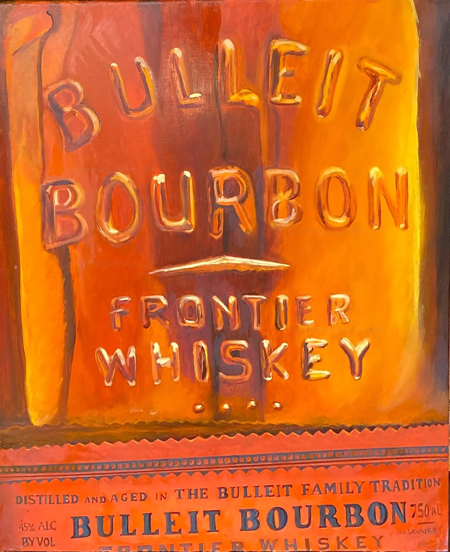 Whiskey Artwork Bulleit Distilling Co Bourbon Close Up     Max Savaiko Art