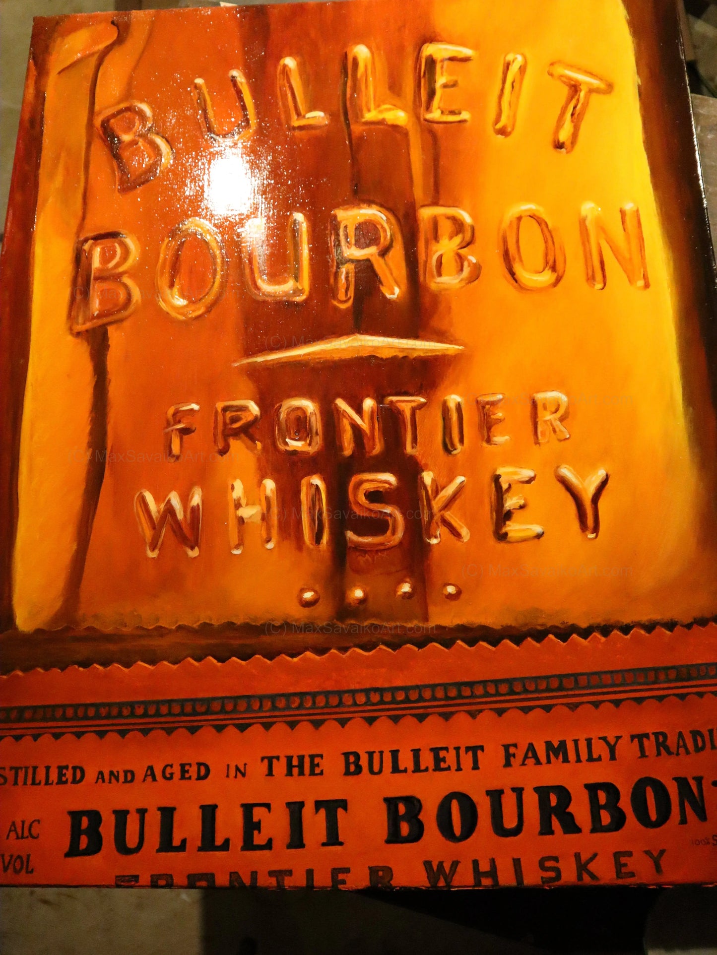 Whiskey Artwork Bulleit Distilling Co Bourbon Close Up     MaxSavaikoArt.com