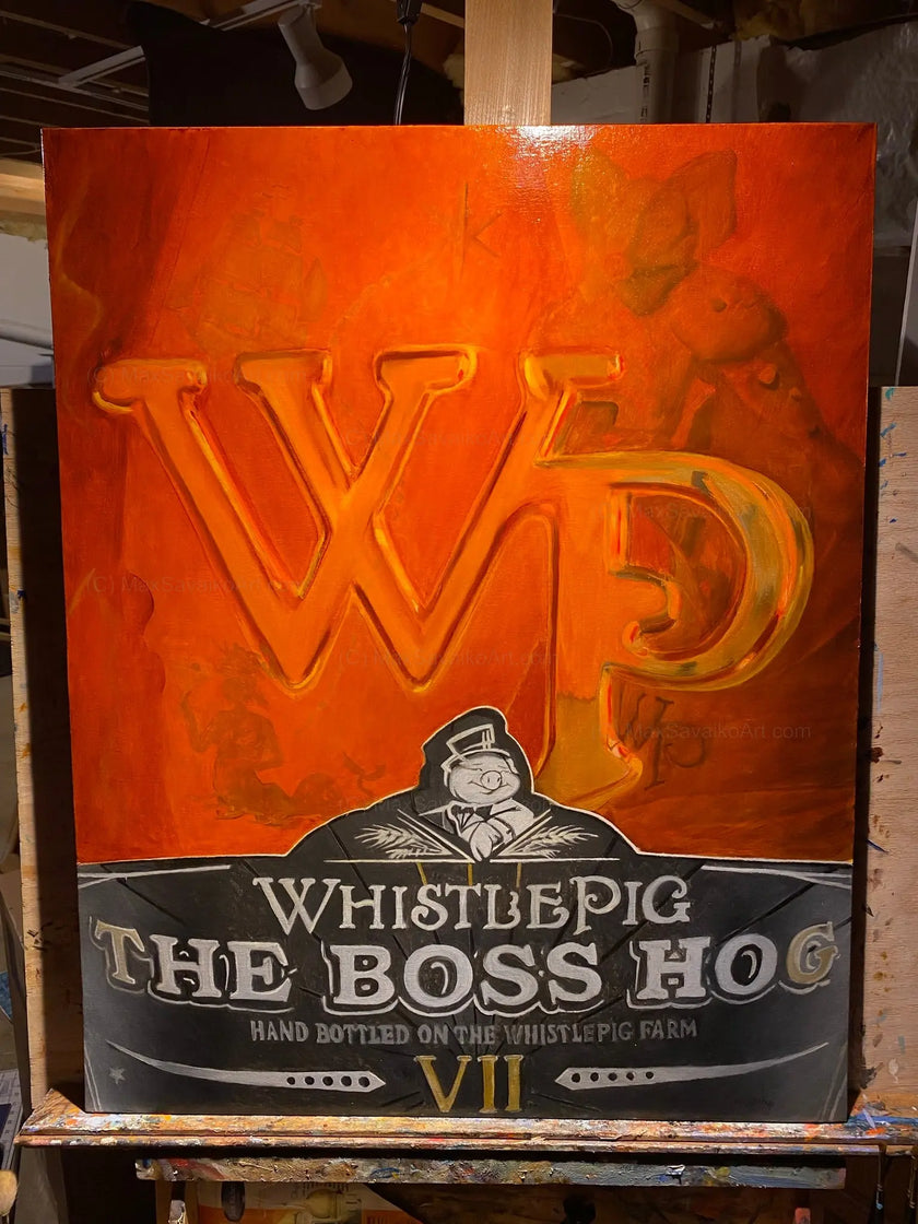 Whiskey Painting WhistlePig Boss Hog VII Close Up     Max Savaiko Art