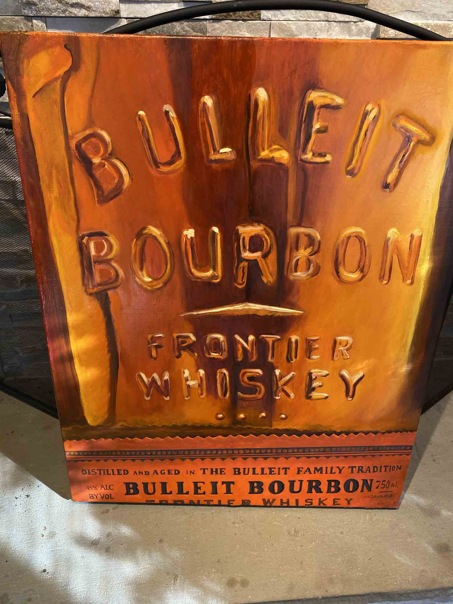 Original Whiskey Painting - Bulleit Bourbon 'Close one' - Whiskey Art Max Savaiko Art