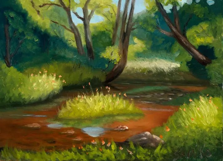 Original Oil Painting - Across the stream - Max Savaiko Art