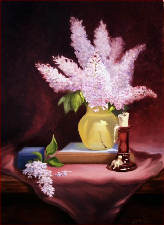 Original Oil Painting - Lavender Lilacs oil painting - Max Savaiko Art