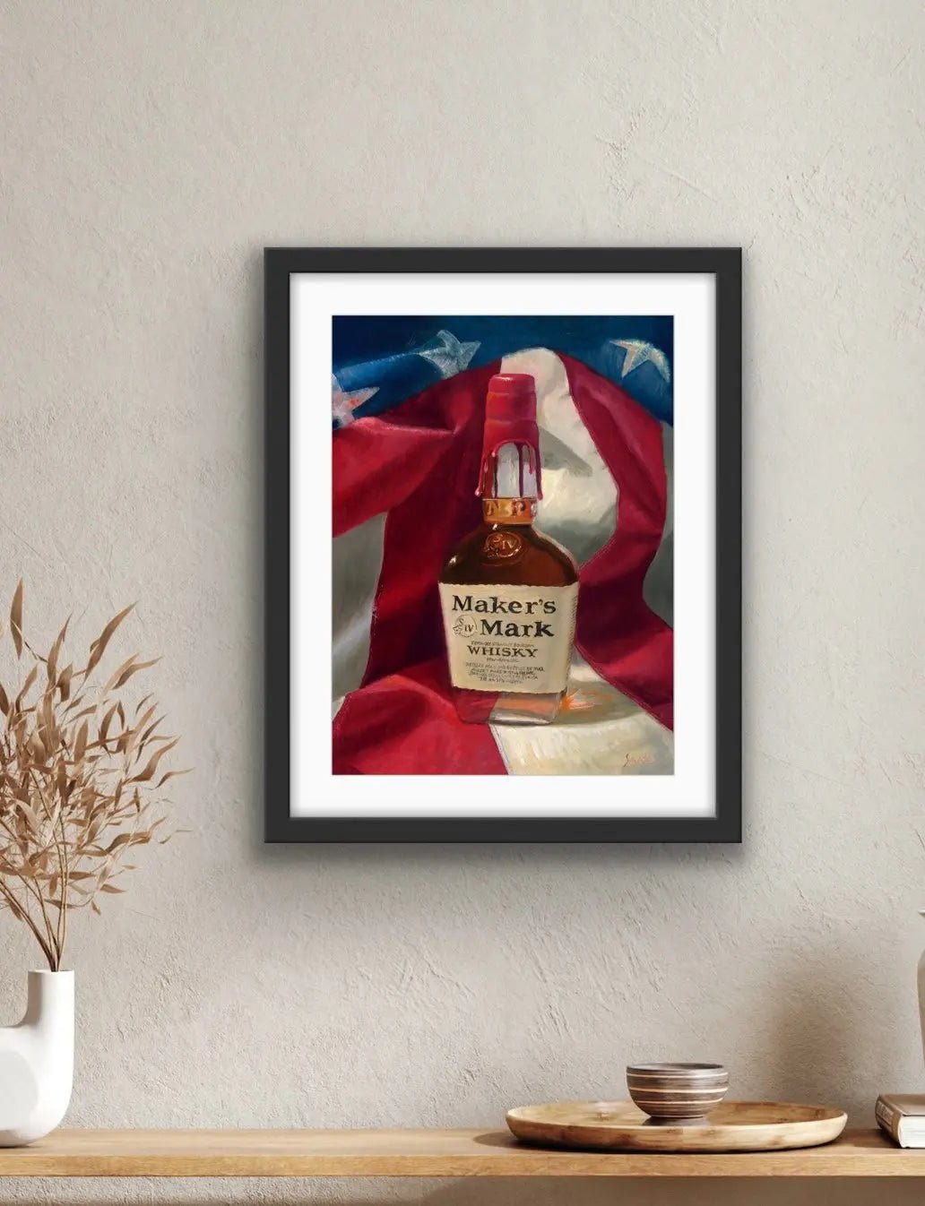 Limited Edition Print - Maker's Mark Bourbon Whiskey - Red, White and Bourbon Granite