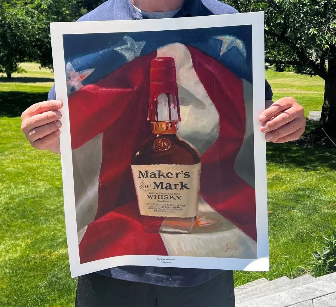 Premium Print - Maker's Mark Bourbon Whiskey - Red, White and Bourbon Granite