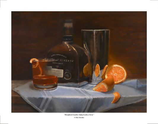 Premium Print - Woodford Reserve Double Oaked with a Twist Whiskey Art Print - Max Savaiko Art