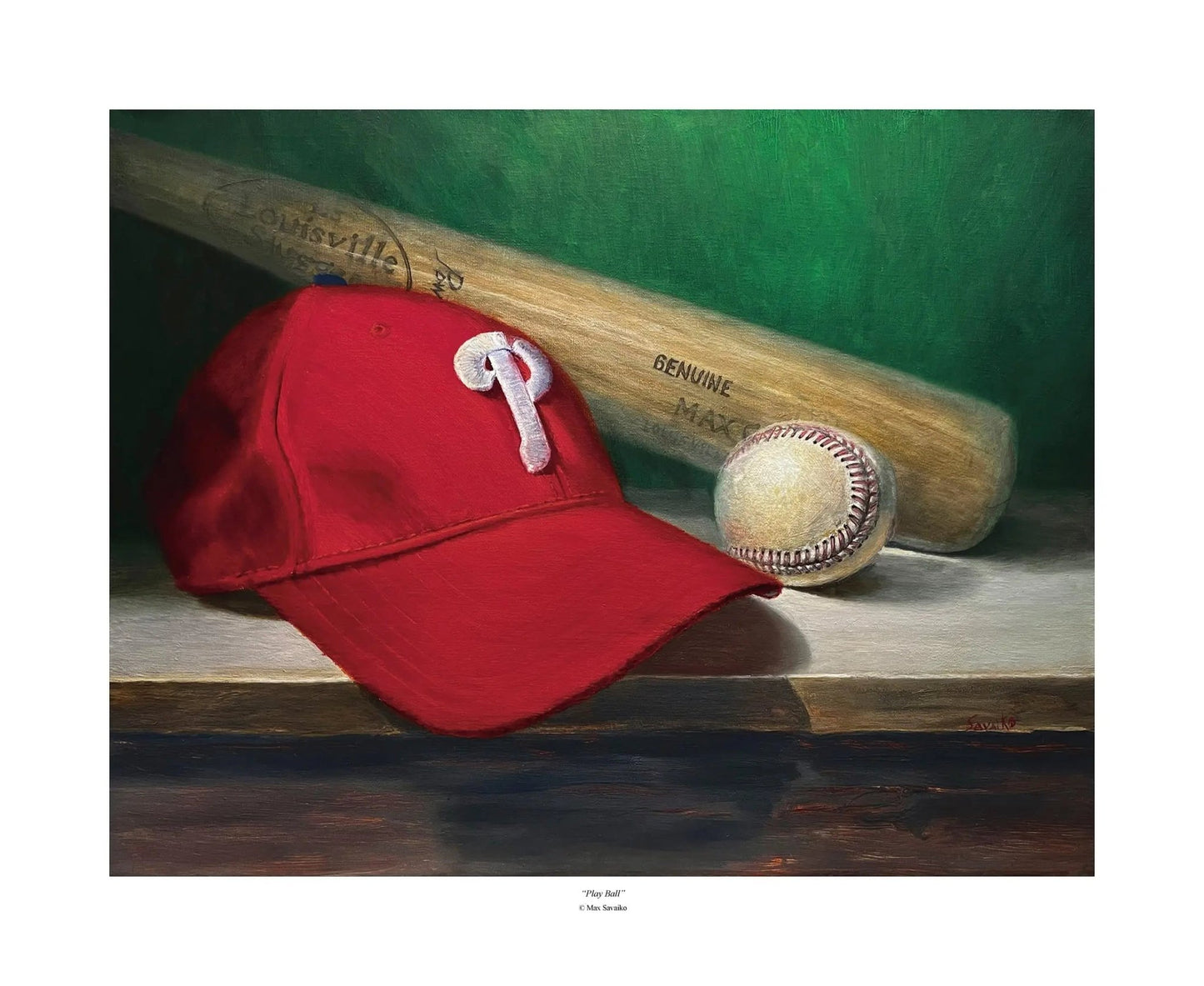 Premium Print - Play Ball! Philadelphia Phillies cap and ball - Max Savaiko Art