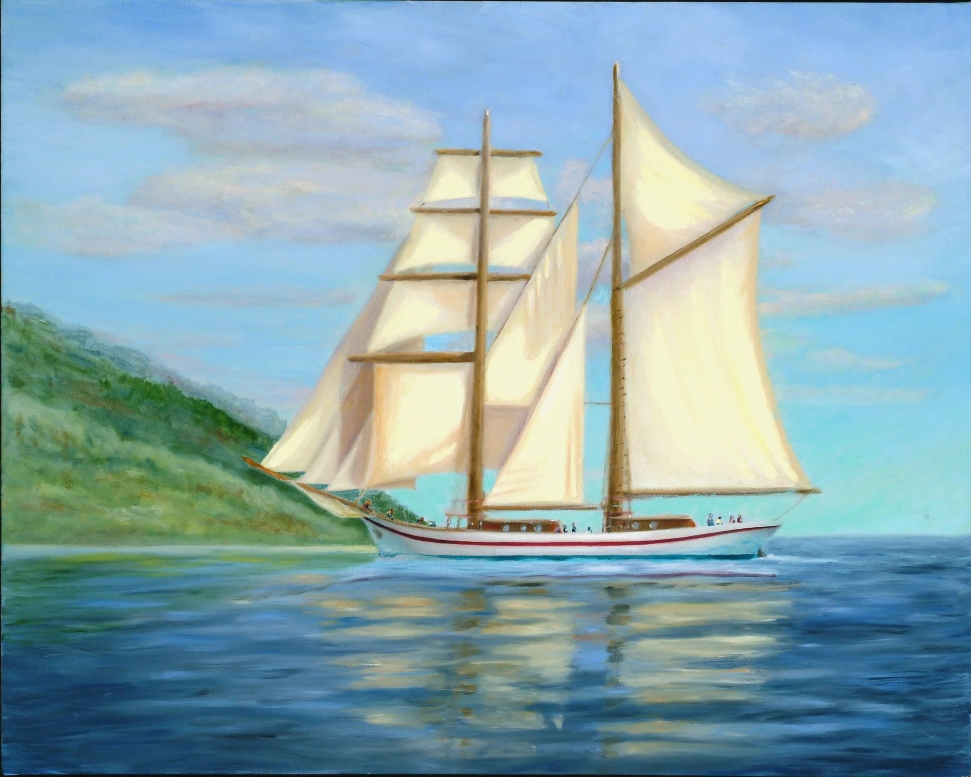 Original Oil Paint - Cruise in St. John's Bay - Max Savaiko Art