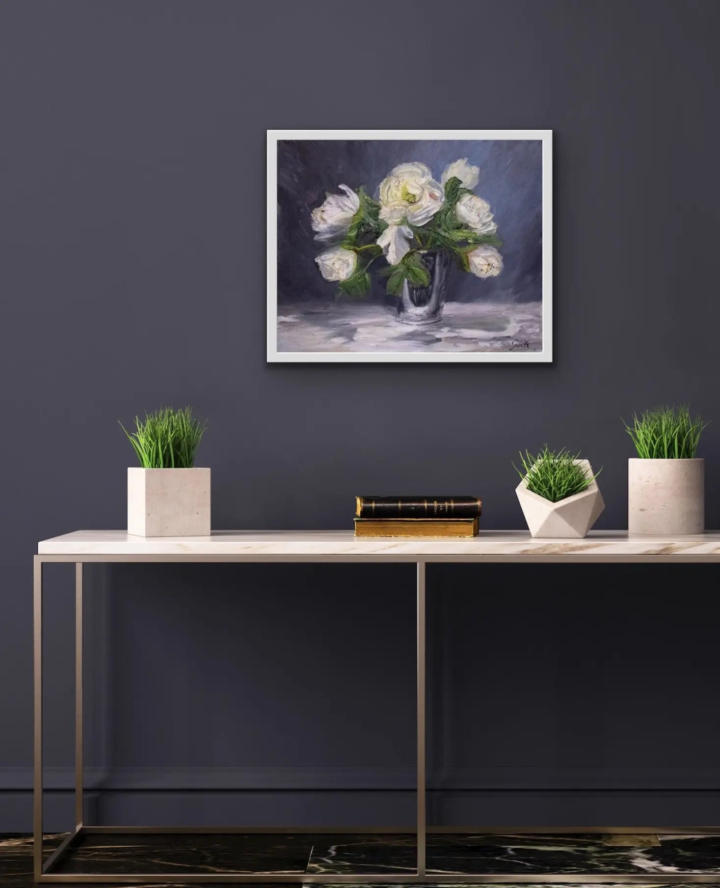 Original Oil Painting - White Peony Floral - Max Savaiko Art